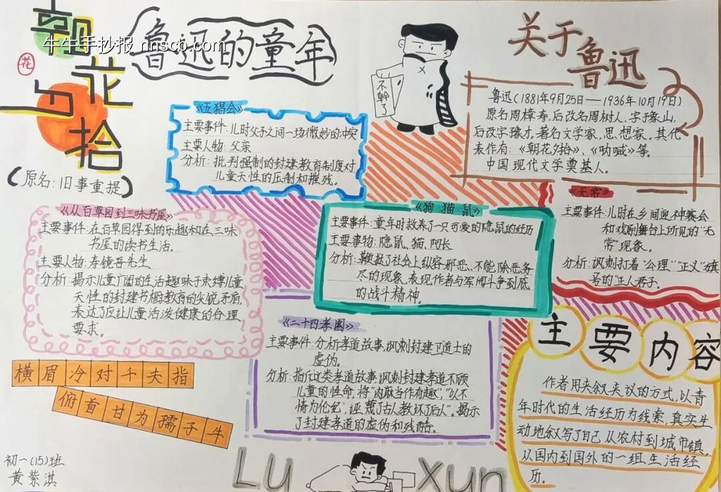 《朝花夕拾》主题手抄报漂亮8张-第4张