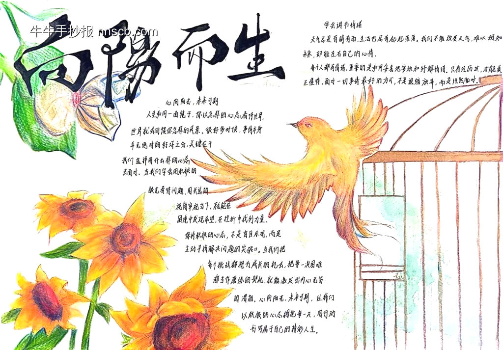向阳而生——阳光心灵主题手抄报简单又漂亮6张-第1张