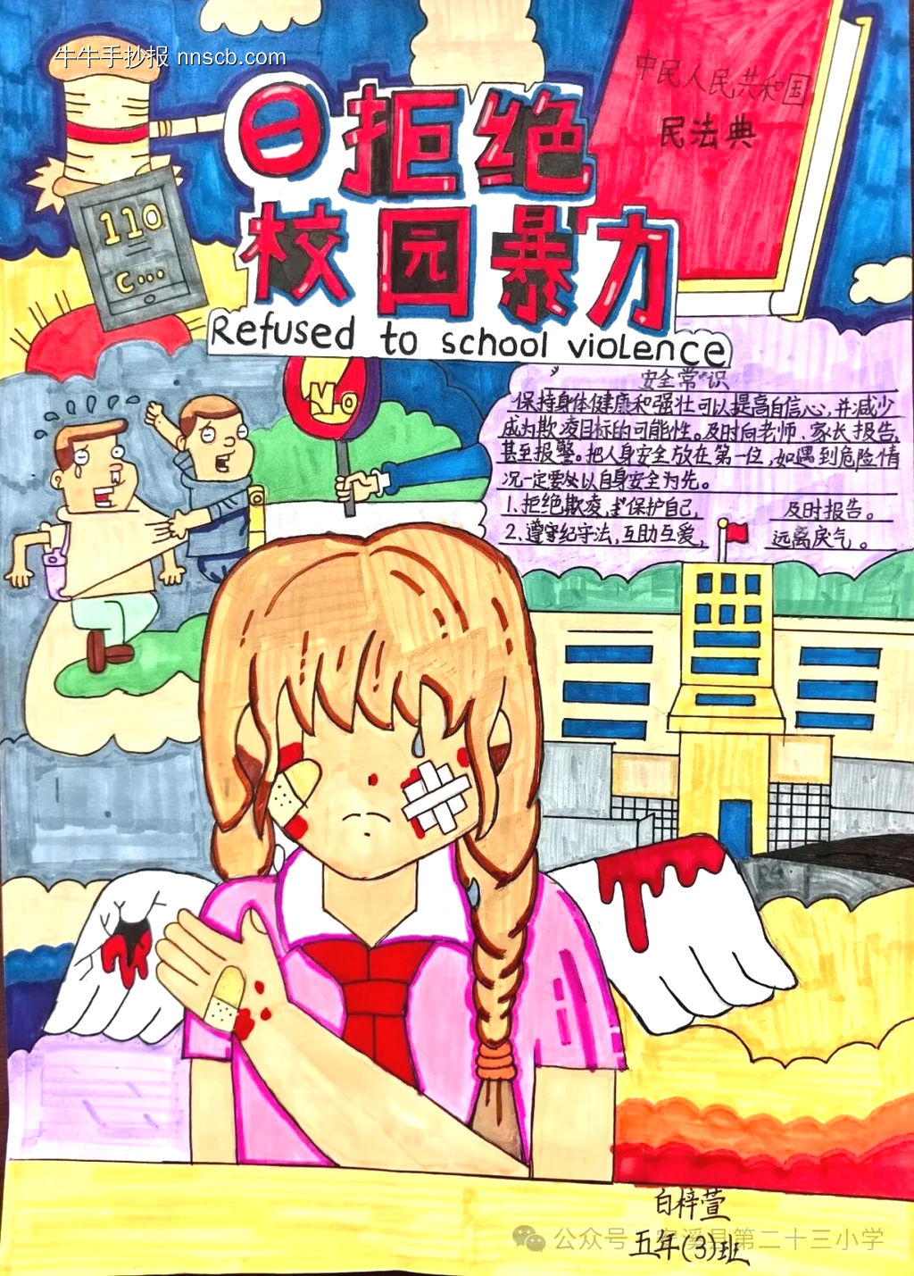 拒绝校园欺凌主题手抄报简单又好画8张-第2张