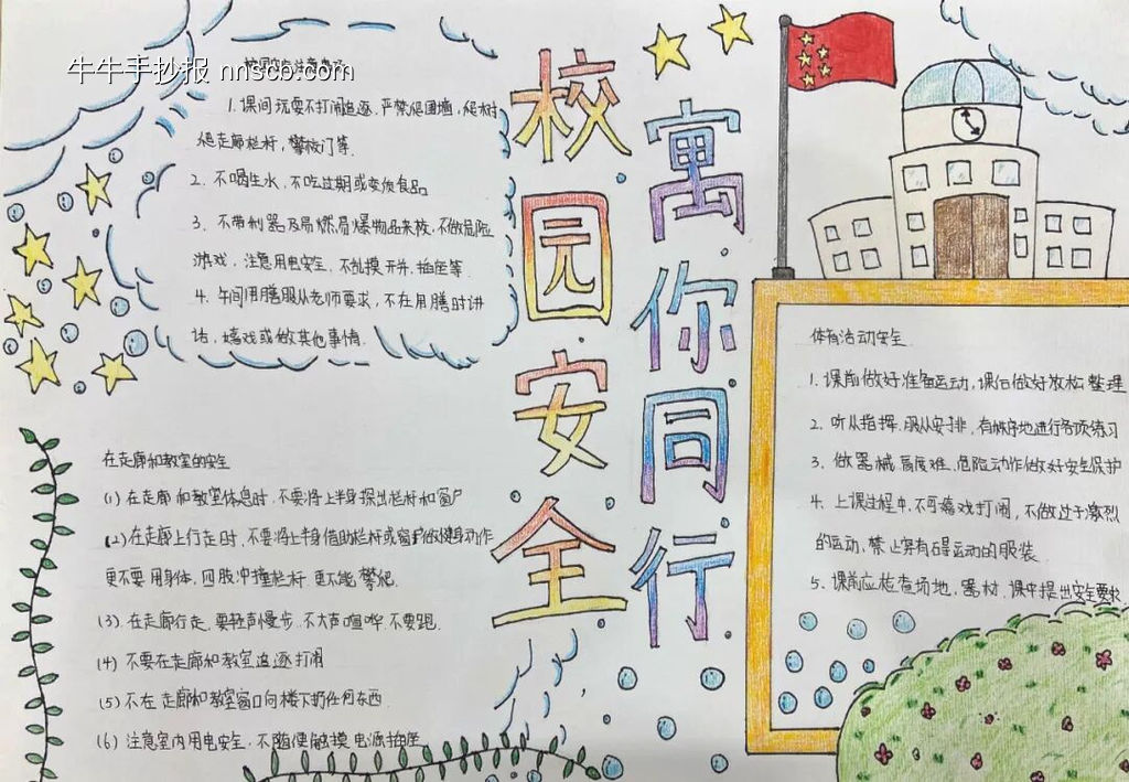 校园安全主题手抄报漂亮8张-第2张