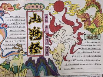 精选2张《山海经》读书小报主题手抄报