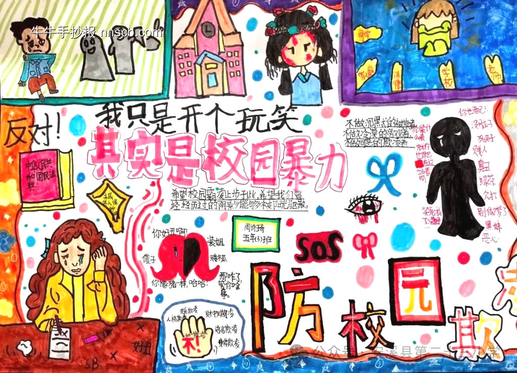 拒绝校园欺凌主题手抄报简单又好画8张-第4张