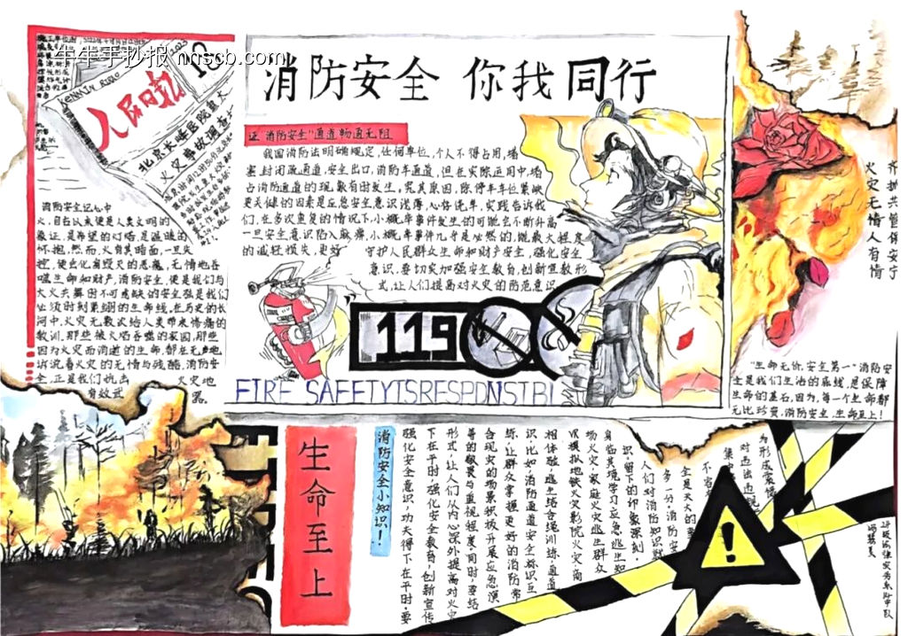 全民消防生命至上手抄报-第2张