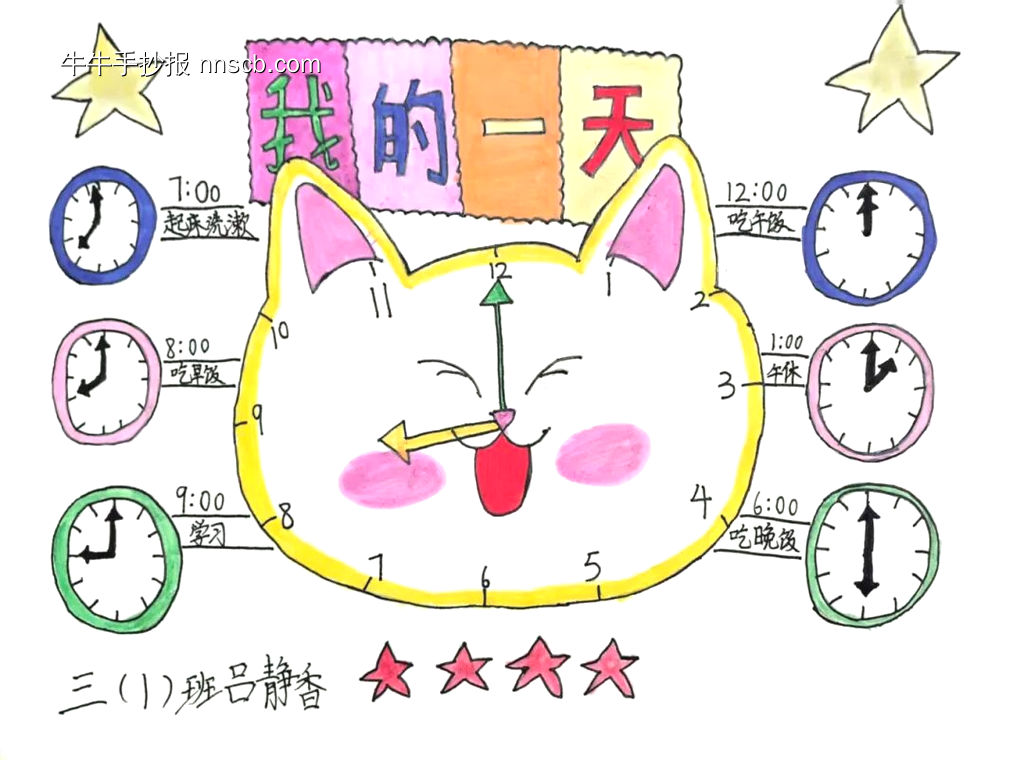 三年级小朋友我的一天手抄报9张-第2张
