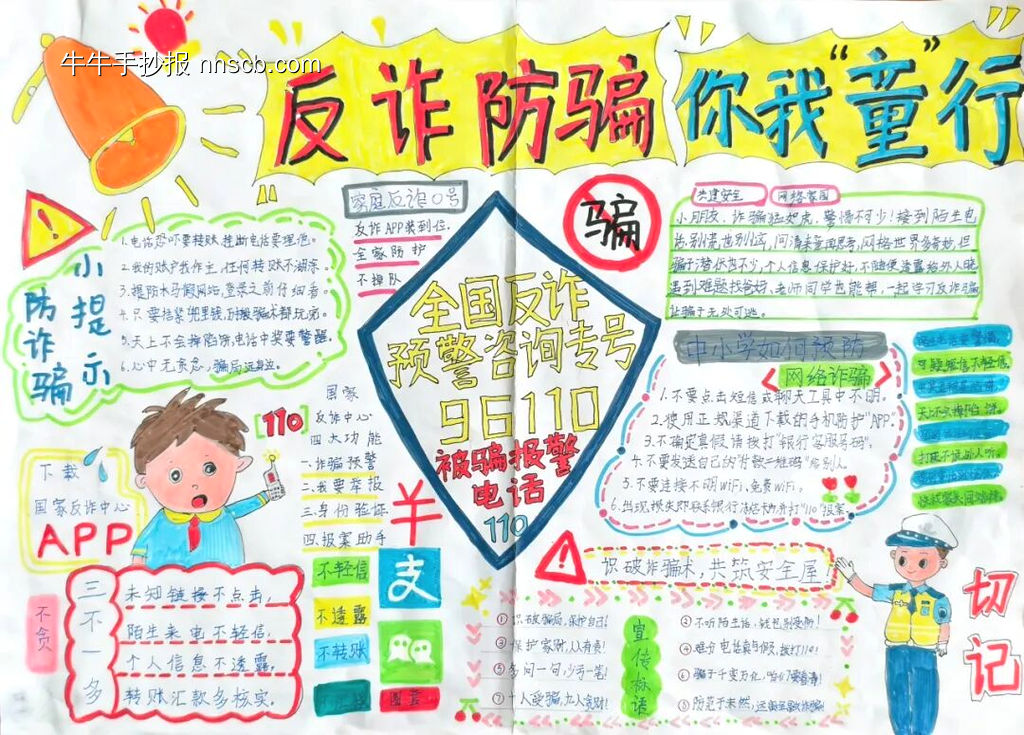 青春护航，防诈有你主题手抄报-第3张