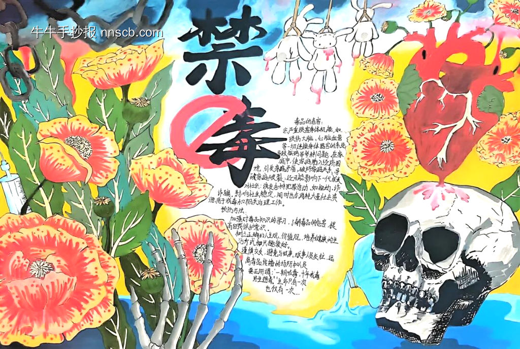 禁毒有“画”说，青春不“毒”行|禁毒手抄报14张-第8张