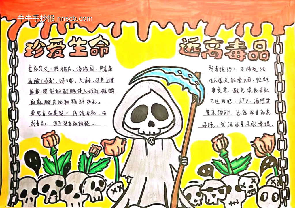 绘报传薪 ，禁毒铸魂|禁毒手抄报-第2张