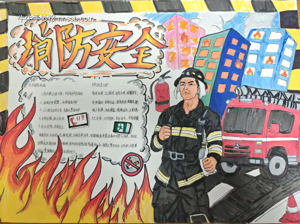 全民消防，生命至上主题手抄报-第2张