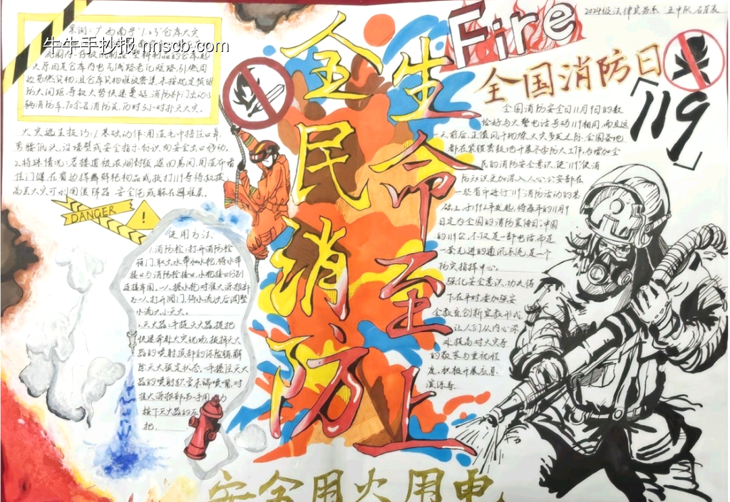 全民消防生命至上手抄报-第1张