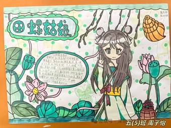 中国民间故事田螺姑娘、孔雀公主手抄报