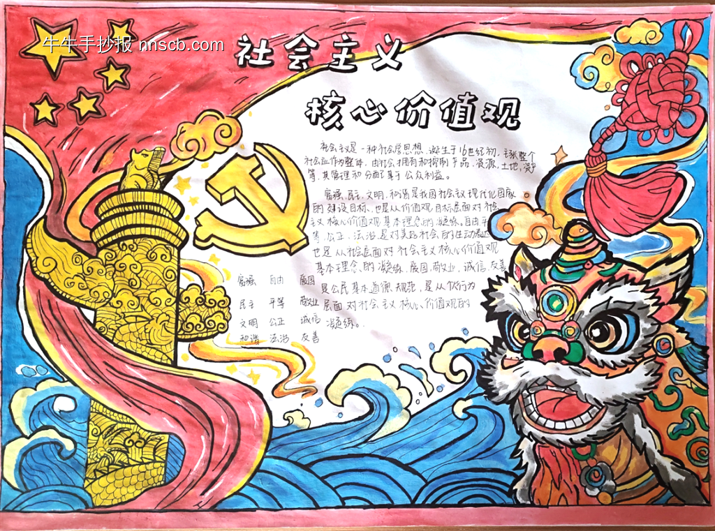 推荐5张社会主义核心价值观主题手抄报-第3张
