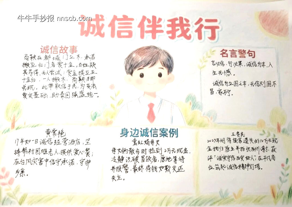 诚信是金主题手抄报-第2张