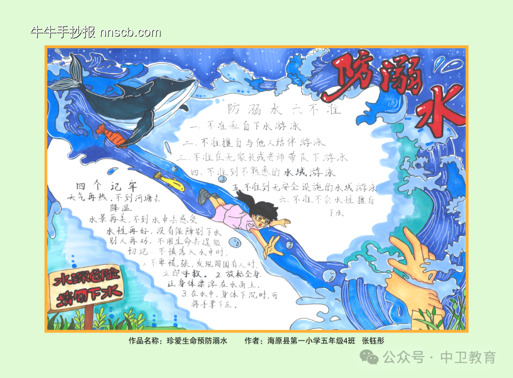 超漂亮的防溺水主题手抄报-第4张