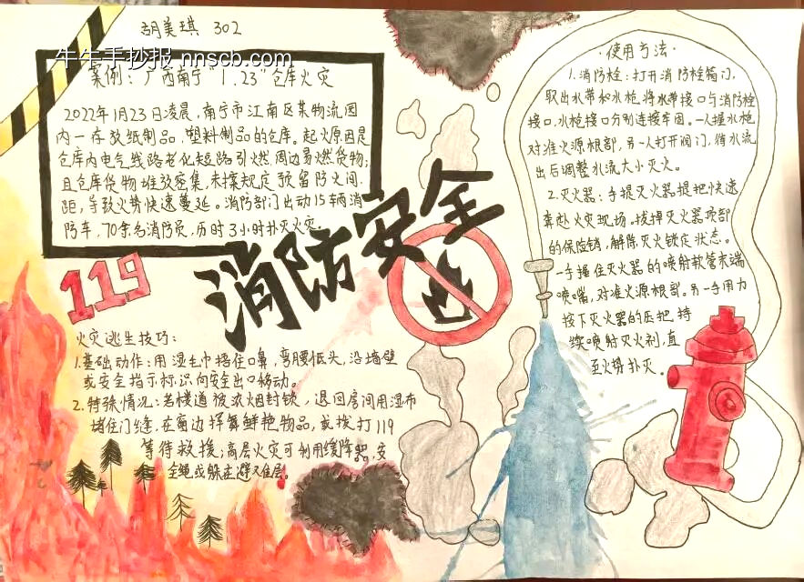 消防安全在身边主题手抄报-第3张