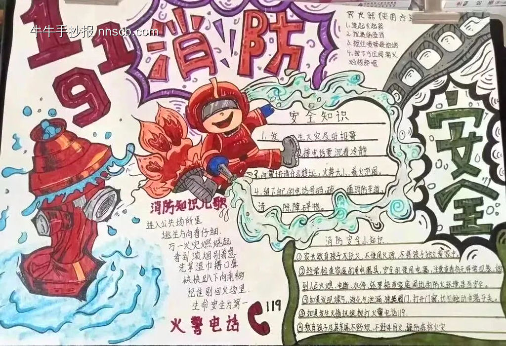 119消防安全日手抄报3张-第2张