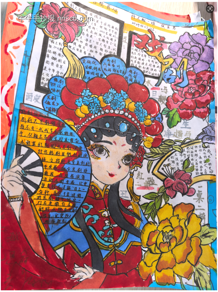 非遗文化醒狮、京剧、英歌舞的手抄报-第1张