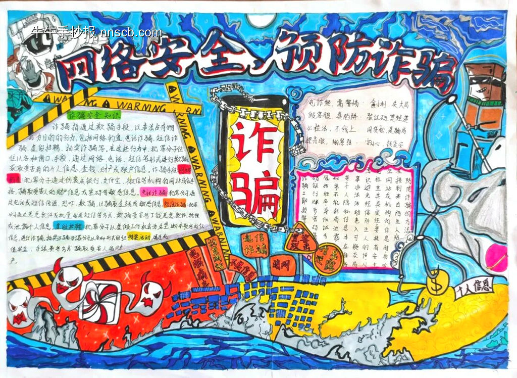 全民反诈，我是反诈小卫士手抄报11张-第4张