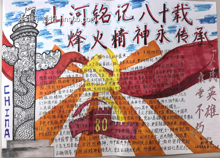 抗日战争胜利80周年烽火精神手抄报-第2张