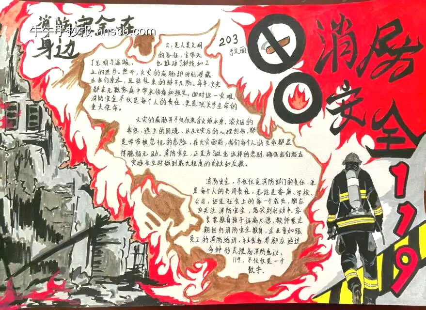 消防安全在身边主题手抄报-第1张