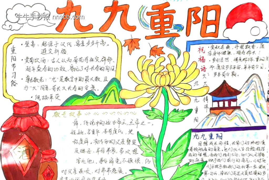 九九重阳节黑板报4张-第4张