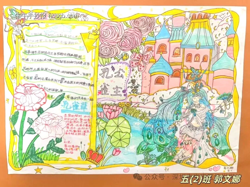 中国民间故事田螺姑娘、孔雀公主手抄报-第2张