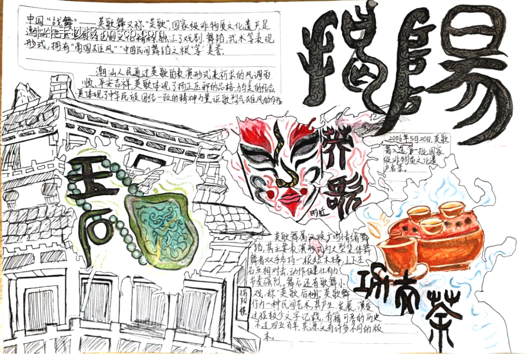 揭阳家乡文化之国庆中秋双节手抄报14张-第4张