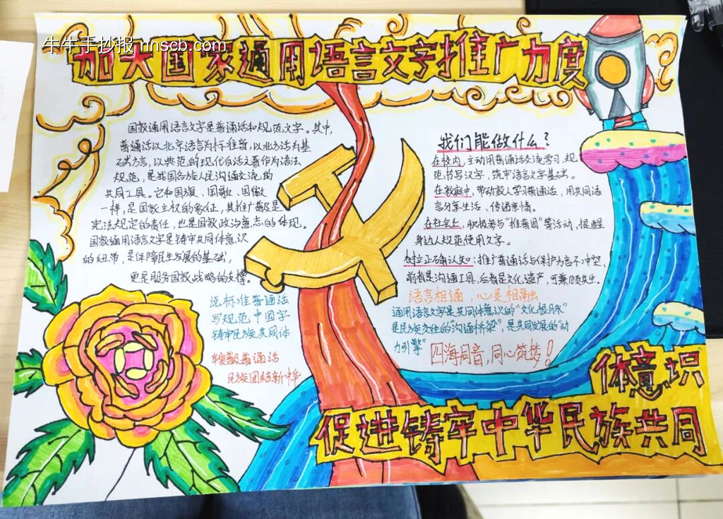 推广普通话，奋进新征程主题手抄报-第1张