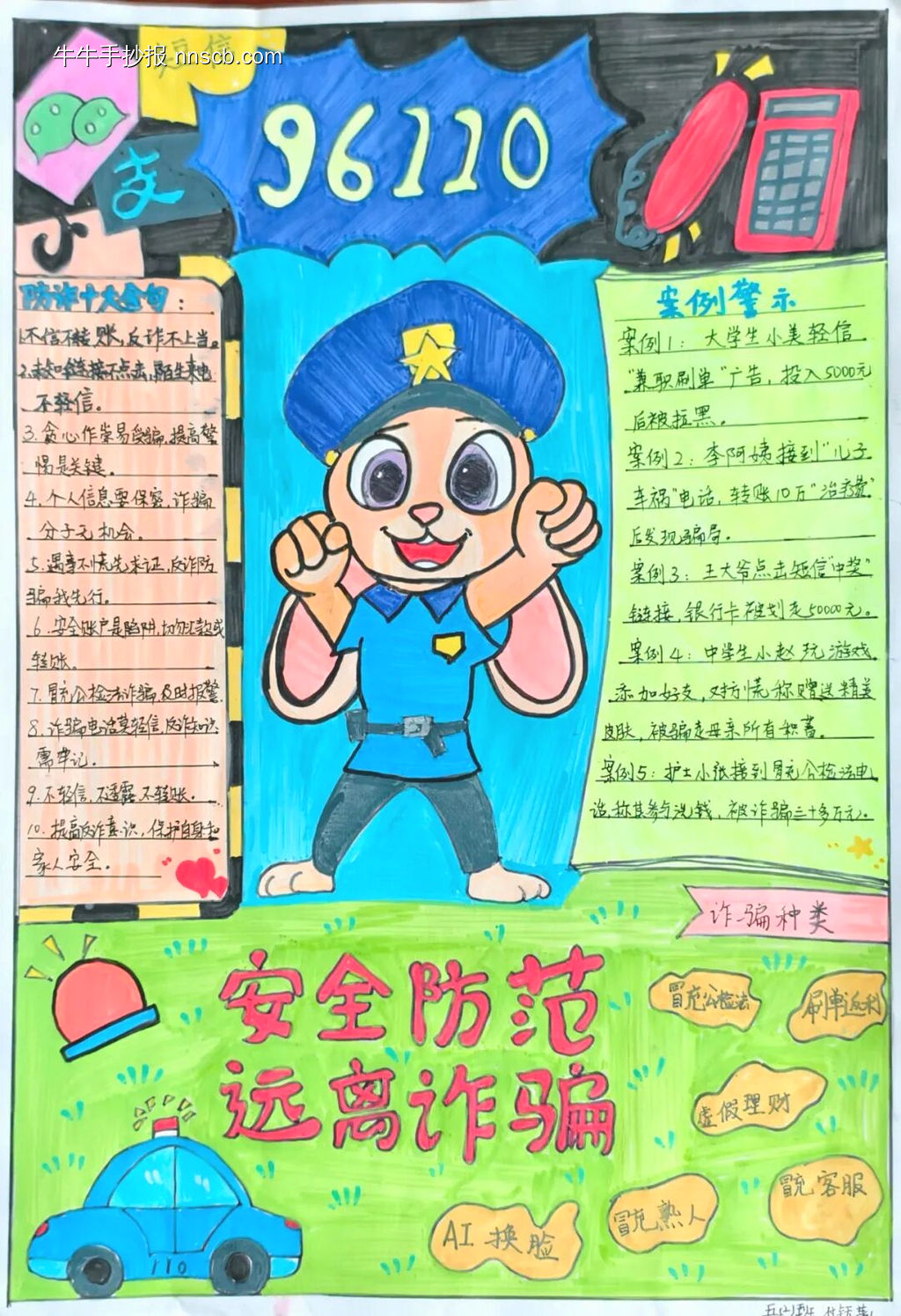 网络安全反诈骗，远离诈骗守护平安手抄报7张-第7张