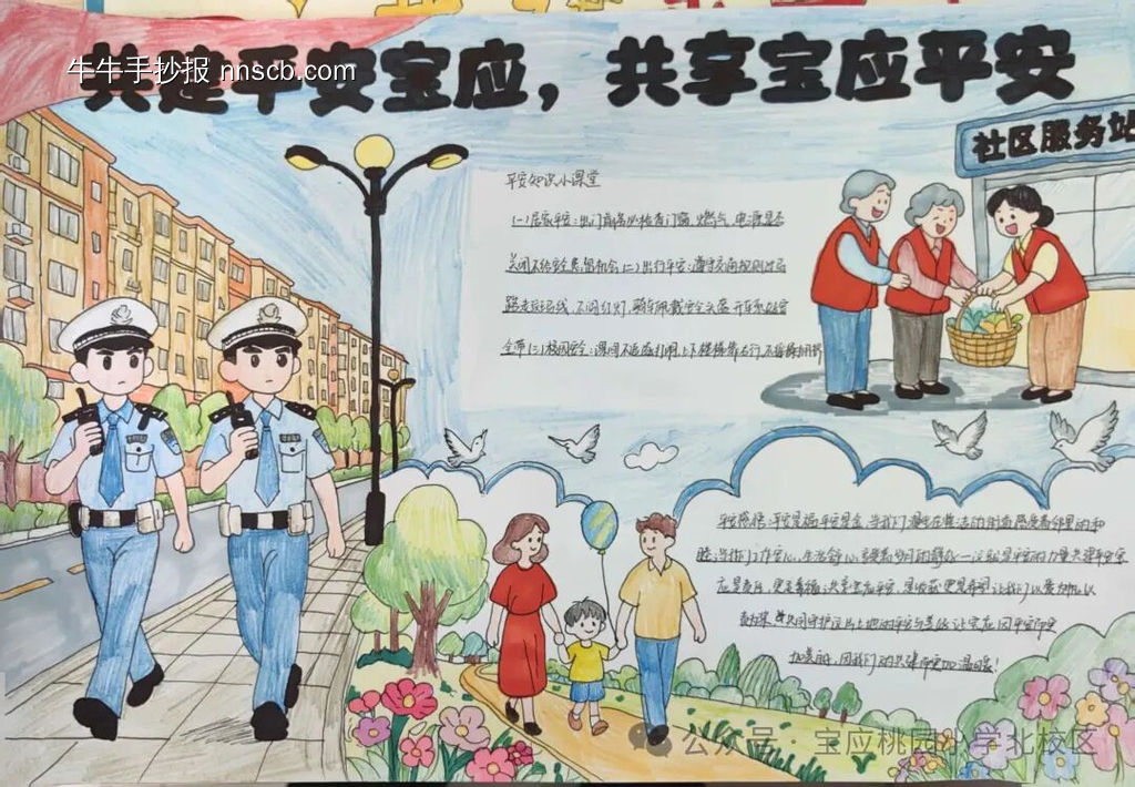 安全无小事，共同守护平安主题手抄报-第1张