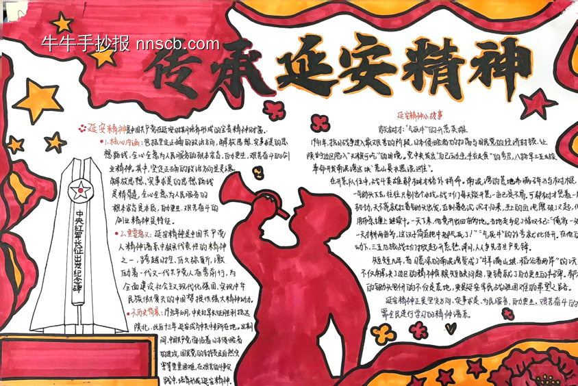红色记忆,传承延安长征精神的手抄报5长-第2张