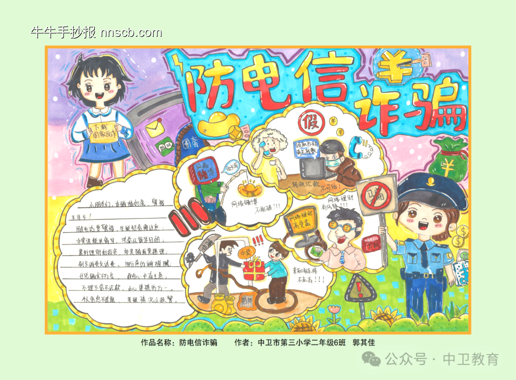 防电信诈骗及交通安全的手抄报-第1张