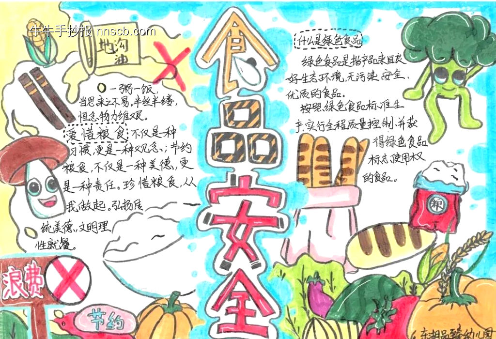 节约粮食拒绝浪费的食品安全手抄报-第1张