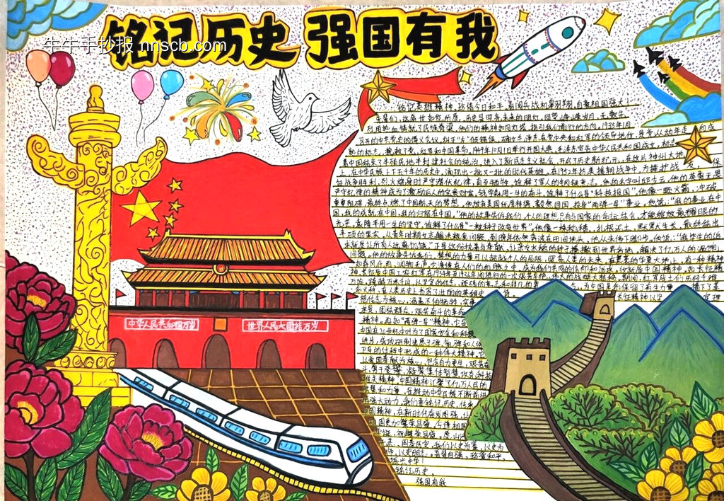 铭记历史，强国有我手抄报-第1张