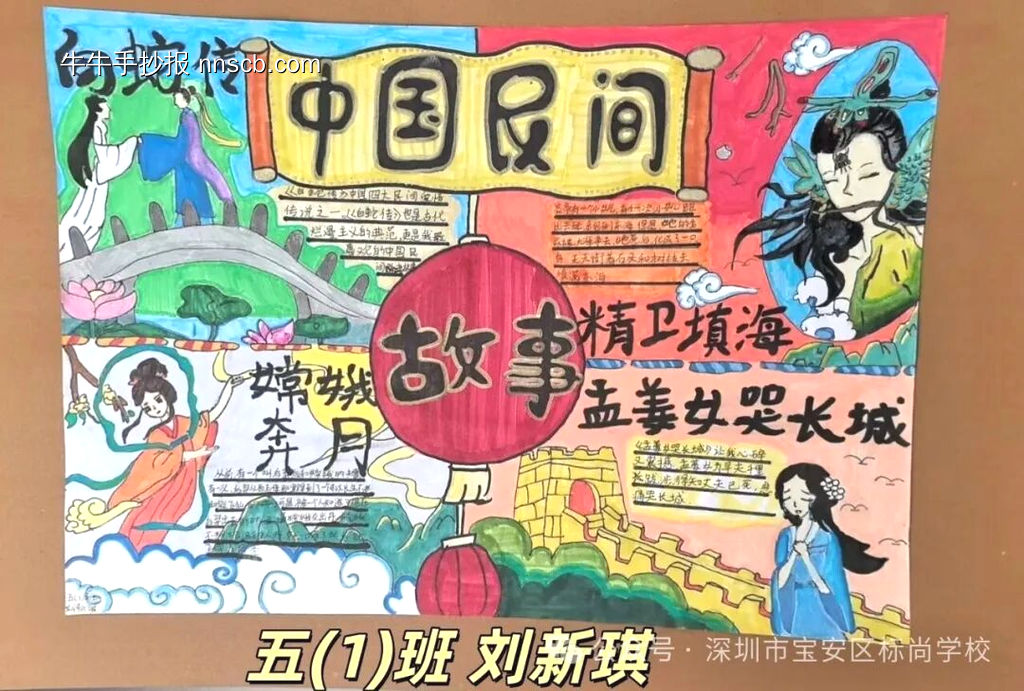 中国民间故事，哪吒闹海手抄报-第1张