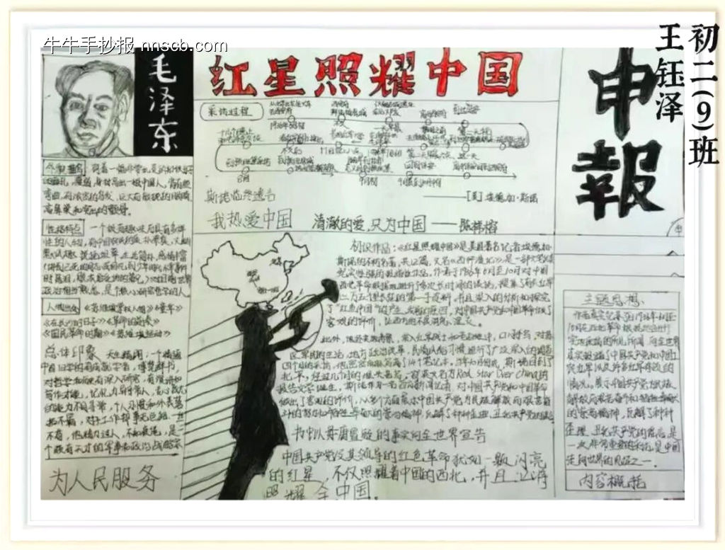 初二年级“红星照耀中国”主题手抄报-第2张