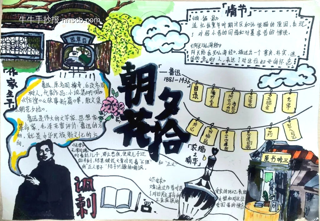 读书小报《朝花夕拾》主题手抄报-第1张