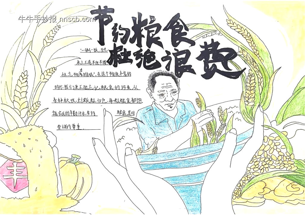 节约粮食，杜绝浪费主题手抄报-第1张