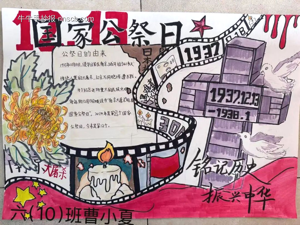 铭记历史，吾辈自强主题手抄报简单又好看4张-第3张