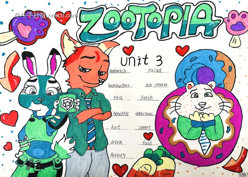 精美3张小学创意英语手抄报-第2张