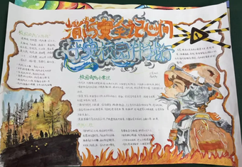 消防安全伴我行主题手抄报简单又好看3张
