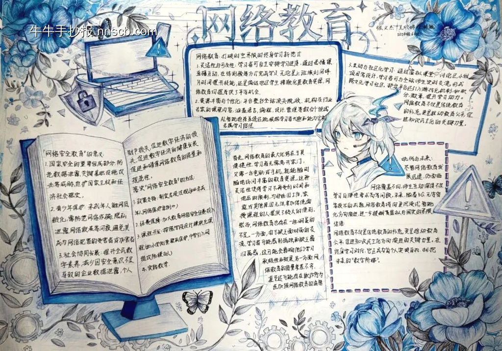 网络教育主题手抄报精美1张-第1张