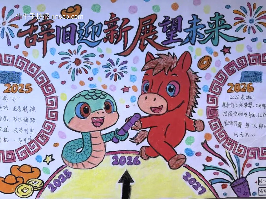 辞旧迎新,展往未来主题手抄报-第1张