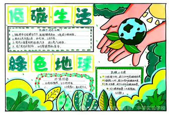 低碳生活，绿色地球主题手抄报