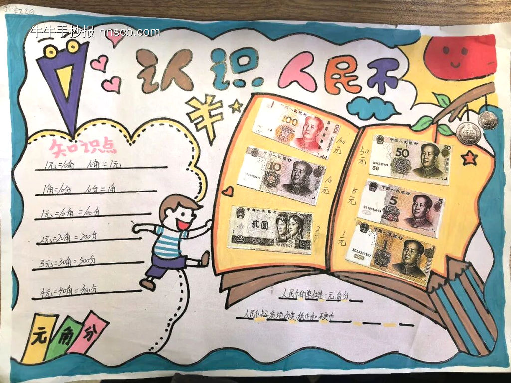 认识人民币主题手抄报简单又漂亮8张-第5张