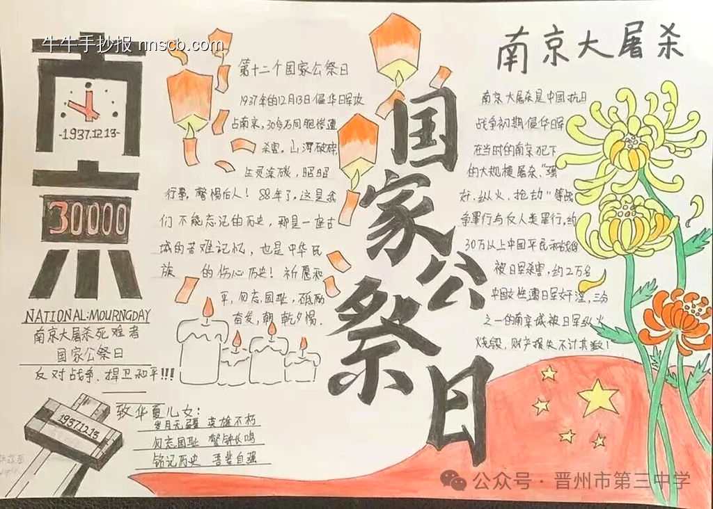 珍爱和平，铭记历史主题手抄报-第1张