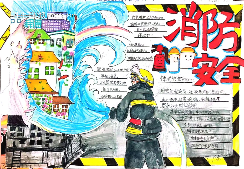 冬季消防安全主题手抄报简单又好画5张-第1张