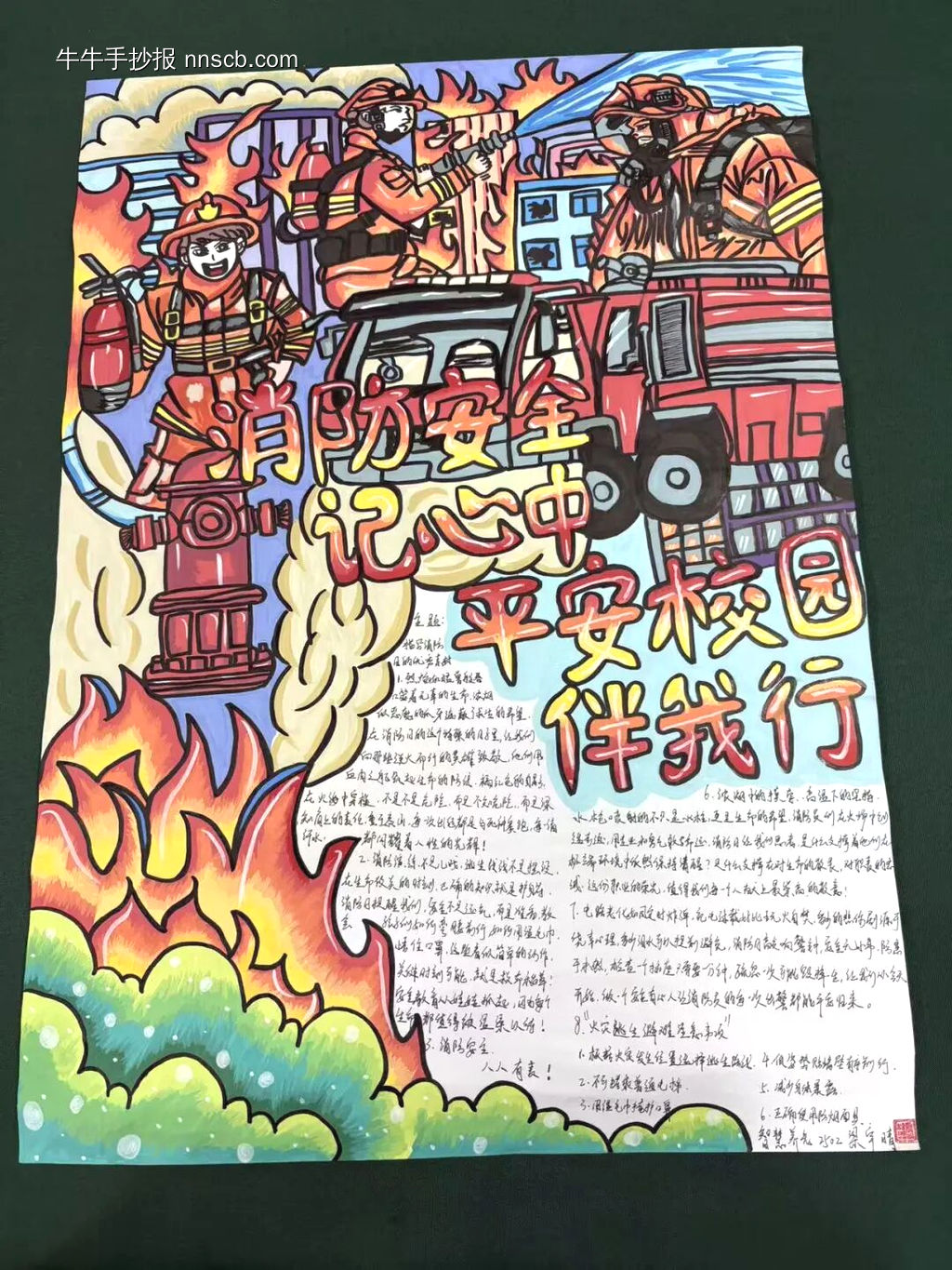 推荐1张“消防安全记心中，平安校园伴我行”主题手抄报-第1张