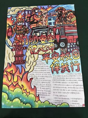 推荐1张“消防安全记心中，平安校园伴我行”主题手抄报