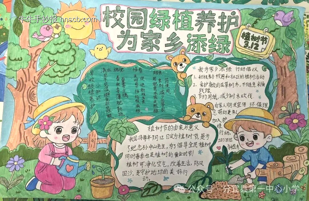植树节——为家乡添绿主题手抄报-第1张