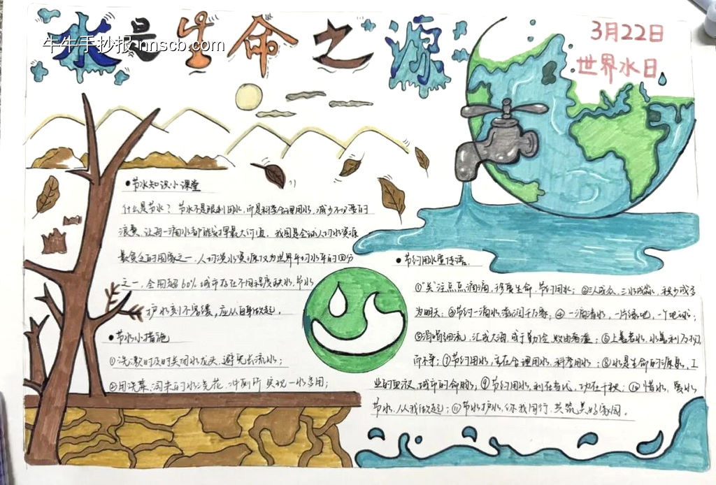 世界水日主题手抄报漂亮2张-第1张